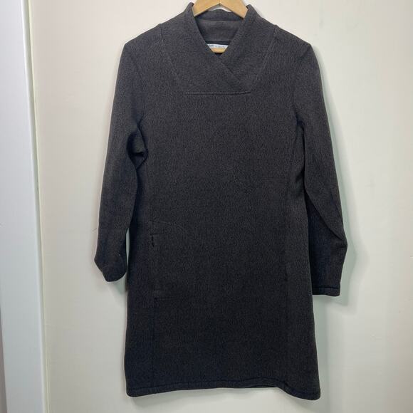 Woolrich Shawl Collar Warm Fleece Dress Size L Brown/Black - Picture 1 of 9